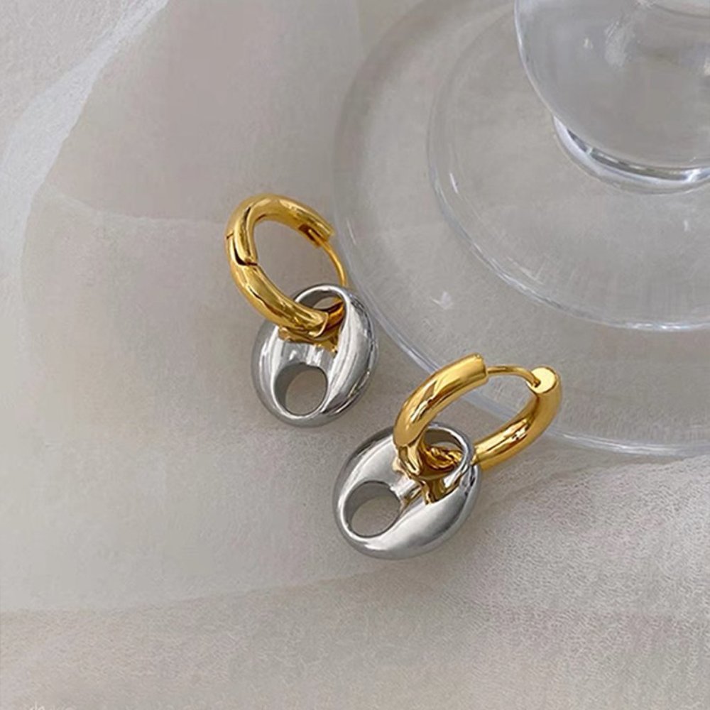 Two Tone Link Earring 925 Post